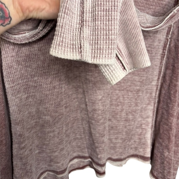 Free People We The Free Pacific Thermal Long Sleeve Deep V-Neck Purple Size XS - Picture 5 of 11